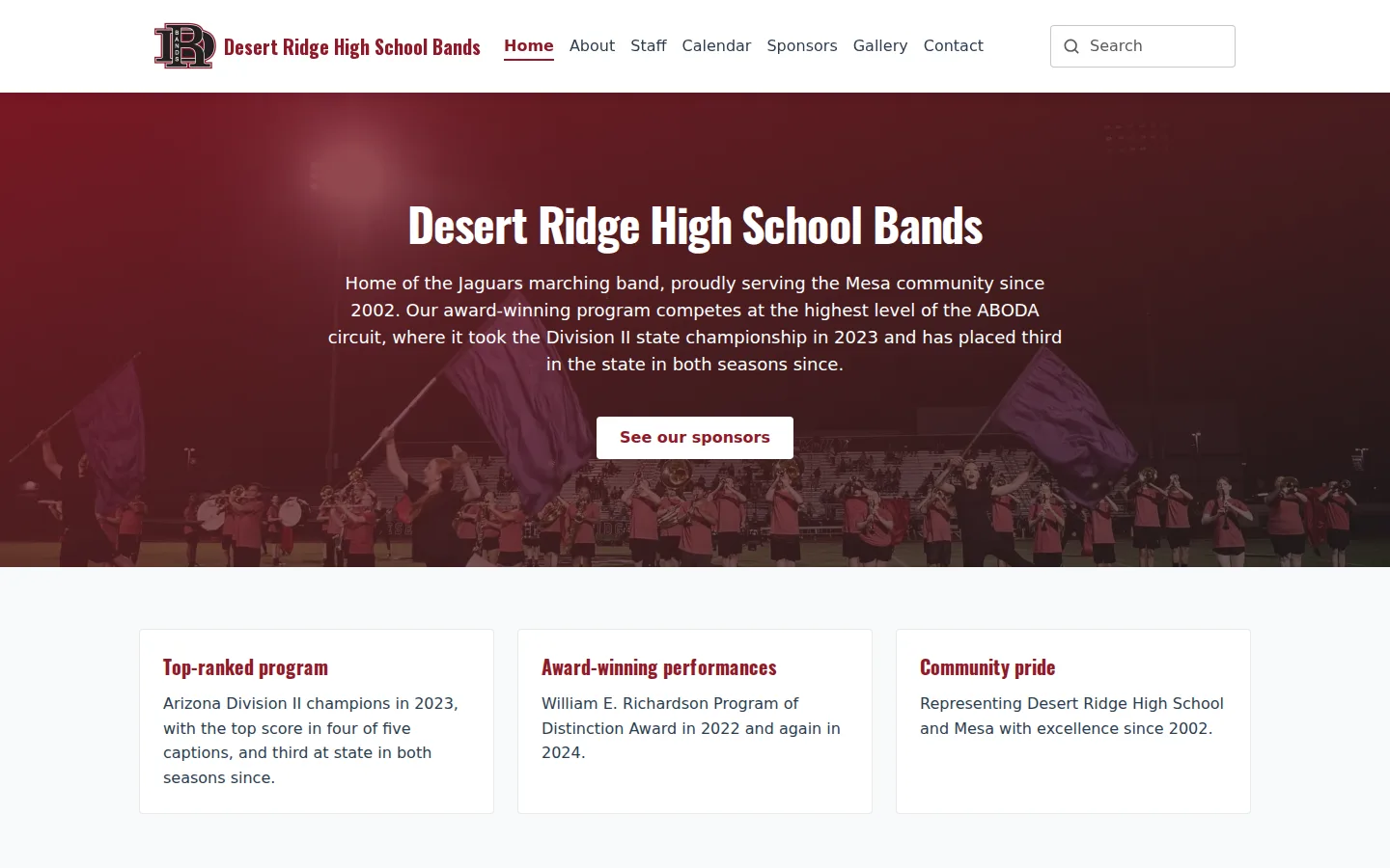 Home page of desertridgebands.org